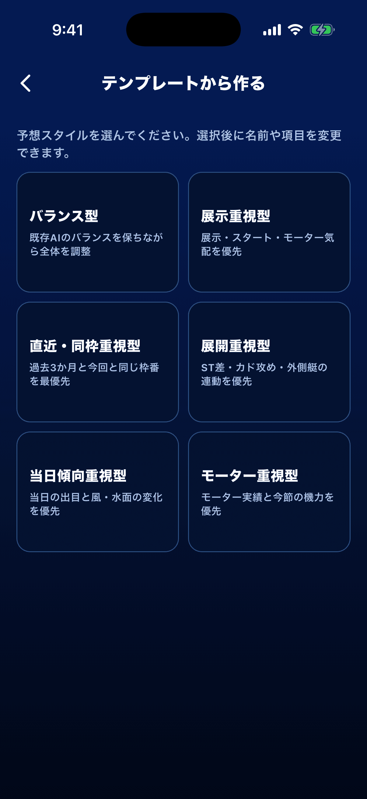 カスタムセットのテンプレート一覧